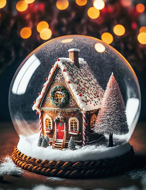 Snow Globe Photography, Christmas Snowglobe Aesthetic, Snowglobe Aesthetic, Gingerbread House Snow, Bedroom Wallpaper Aesthetic, Snowglobe Christmas, Bedroom Wallpapers, December Aesthetic, Fireplace Tv Wall Decor