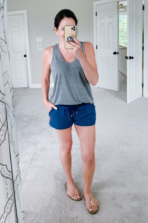 Jo-Lynne Shane shares everyday outfits for women over 40. #fashion #everydaystyle #outfitideas #summerfashion Women Over 40 Fashion, Over 40 Fashion, Jolynne Shane, Pajamas All Day, 40 Fashion, Camo Tee, Happy Hump Day, Hourglass Shape, Yellow Shorts