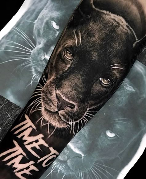 Big Cover Up Tattoos, Cover Up Tattoos For Men, Animal Tattoos For Men, Black Panther Tattoo, Jaguar Tattoo, Animal Sleeve Tattoo, Realistic Tattoo Sleeve, Panther Tattoo, Manga Tattoo