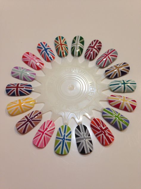 British Nails, Welsh Nail Art, England Rugby Nails, England Flag Nails, Uk Flag Nail Art, Union Jack Nail Art, Union Jack Nails, Bright Nails, Union Jack