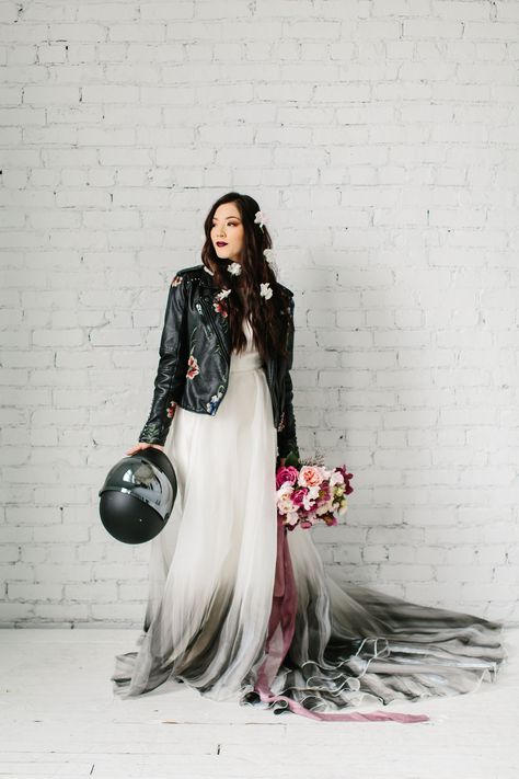 Rocker Chic Wedding Dress, Biker Bride, Biker Wedding Ideas, Punk Bride, Edgy Bride, Biker Wedding Dress, Biker Wedding Theme, Edgy Wedding Dress, Unusual Wedding Dresses