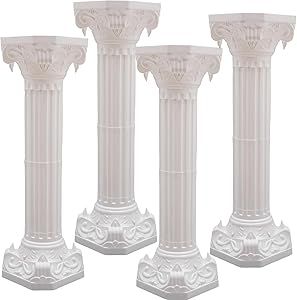 4PCS White Roman Columns Set, Roman Pillar, Wedding Pillars, Hollow Column Flower Stand for Wedding Roman Column Pillars for Party Event Decor, Flower Pot Columns and Pillars 10.63x34.65in (Type A) Flower Stand For Wedding, Wood Pillars, Wedding Columns, Columns Decor, Party Event Decor, Wedding Pillars, Injection Moulding Process, Romantic Backdrop, Roman Columns