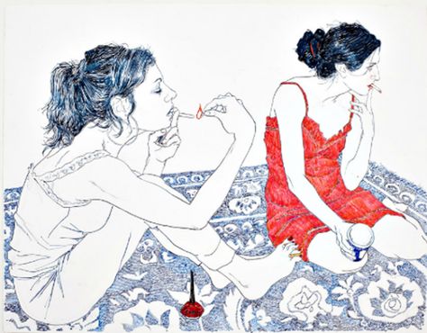 Hope Gangloff uses a perfect technique depicting her friends Hope Gangloff, Arte Indie, Artist Interview, Arte Inspo, Art Et Illustration, Ap Art, Art And Illustration, 그림 그리기, Pretty Art