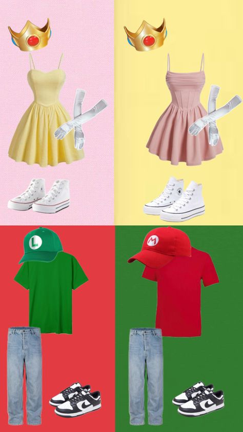 Basic costume😜 Daisy Costume, Princess Peach Costume, Luigi Costume, Peach Costume, Mario And Princess Peach, Peach Mario, Princess Daisy, Theme Days, Mario Luigi