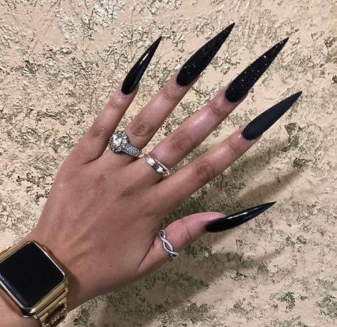 Nail 2023 Spring, Categories Design, Nail Marble, Long Black Nails, Stilleto Nails Designs, Nail 2023, Long Nail Art, Long Stiletto Nails, Sharp Nails