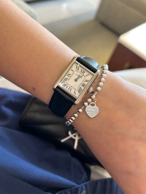 Tiffany And Co Watch, Tank Must Cartier, Cartier Tank Watch Woman, Cartier Outfit, Tiffany Watch, Tank Cartier, Cartier Tank Watch, Cartier Tank Must, Tiffany Watches