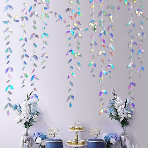 13ft Iridescent Paper Leaf Garland Holographic Birthday Wedding Party Hanging Leaves Streamer Banner For Eid Ramadan Decorations - Banners, Streamers & Confetti - AliExpress Paper Leaf Garland, Hanging Leaves, Streamer Decorations, Decoraciones Ramadan, Iridescent Party, Holographic Paper, Paper Leaf, Circle Garland, Summer Party Decorations