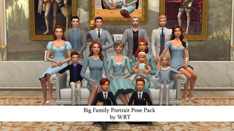 Big Family Portrait Pose Pack | WRT on Patreon Sims 4 Decades Challenge, Royal Family Portrait, Sims 4 Traits, Sims 4 Family, Family Portrait Poses, Sims 4 Mm Cc, Tumblr Sims 4, Family Photo Pose, Sims 4 Mm