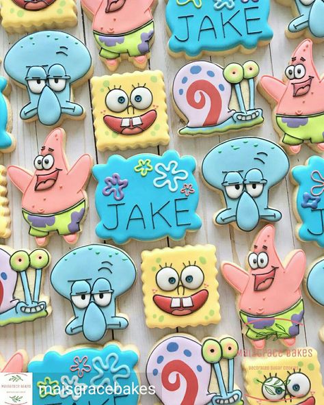 Spongebob Squidward Patrick, Spongebob Birthday Cake, Bolo Rapunzel, Spongebob Squidward, 25th Birthday Cakes, Spongebob Cake, Spongebob Birthday Party, Spongebob Party, Spongebob Birthday