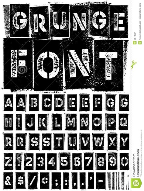 Grunge Font. Illustration about texture, vector, alphabet, letters, font, numbers, text, stencil, grunge, distressed, type - 9574791 Type Faces Fonts, Grunge Alphabet, Punk Typography, Punk Font, Stencil Text, Text Aesthetic, Font Numbers, Grunge Font, Grunge Typography