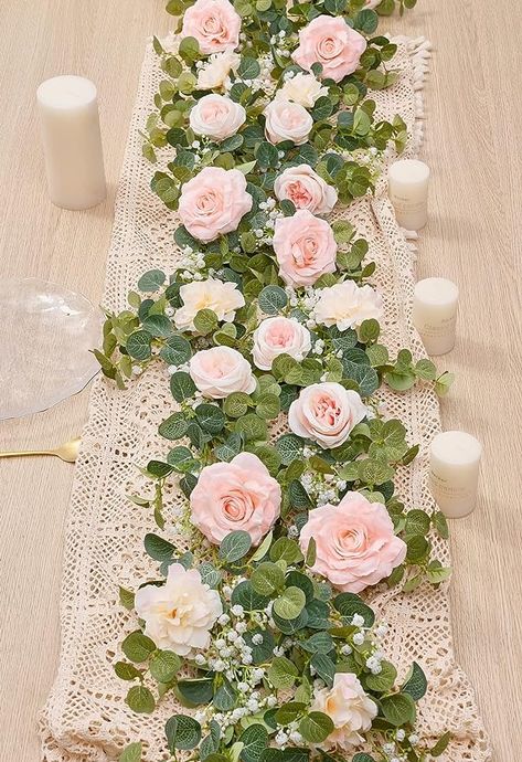 Amazon.com: Anna's Whimsy 5.91FT Artificial Eucalyptus Garland with Flowers, Fake Rose Gypsophila Garland, Faux Floral Garland Greenery Garland for Wedding Home Party Craft Art Table Runner Decor (White, 1) : Home & Kitchen Gypsophila Garland, Garland With Flowers, Table Runner Decor, Garland For Wedding, Artificial Eucalyptus Garland, Tea Party Table, Special Events Decor, Artificial Eucalyptus, Eucalyptus Garland