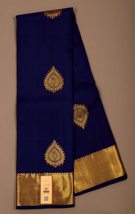 Navy Blue Silk Saree, Saree Tassels Designs, Blue Silk Saree, Kanjivaram Sarees Silk, Navy Blue Colour, New Saree Designs, Traditional Blouse Designs, Cotton Saree Designs, Latest Bridal Dresses