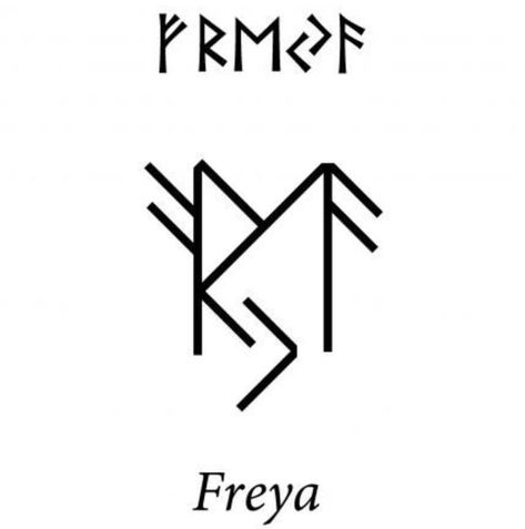 Freya Viking Tattoo, Freya Goddess Tattoo Symbol, Freya Symbol, Freya Tattoo, Freya Goddess, Viking Embroidery, Rune Tattoo, Goddess Tattoo, Norse Tattoo