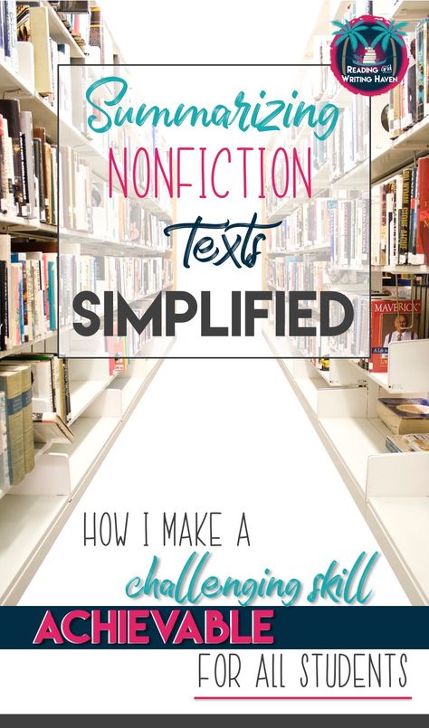 Teach students to summarize nonfiction texts using this simple metaphor. This unique teaching strategy well as scaffolding for struggling readers in middle and high school. Objective Summary Middle School, Summarize Nonfiction, Nonfiction Summary, Teaching Summarizing, How To Summarize, Summarizing Nonfiction, Classroom English, Teaching Nonfiction, Summary Writing