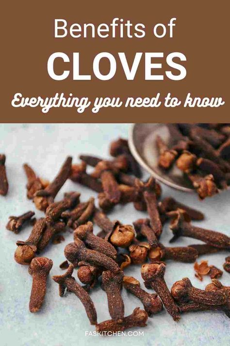 A Pinterest pin featuring a close-up of cloves with easy-to-read text. The guide offers insights into the nutrition, health benefits, and tips for using, buying, and storing cloves. A must-have for spice lovers and cooking enthusiasts! #ClovesGuide #SpiceBenefits #HealthyLiving Eating Cloves Benefits, Clove Tincture Benefits, Benefits Of Eating Cloves, Clove Remedies, Whole Cloves Uses, Benefits Of Chewing Cloves, Ground Cloves Benefits, Whole Cloves Benefits, Benefits Of Clove Tea