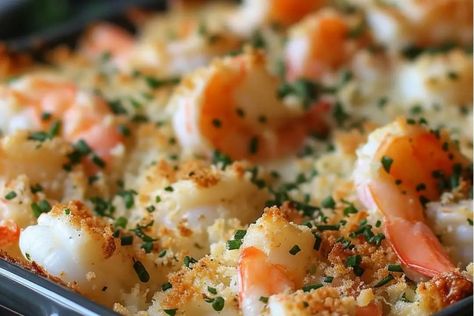 Crab and Shrimp Casserole Simple Seafood Casserole, Crab Shrimp Casserole, Shrimp And Crab Casserole Recipes, Crab Stuffed Shrimp Casserole, Shrimp And Crabmeat Recipes, Shrimp And Crab Meat Recipes, Crab And Shrimp Casserole Recipes, Crab And Shrimp Casserole, Shrimp Casserole Recipes Easy