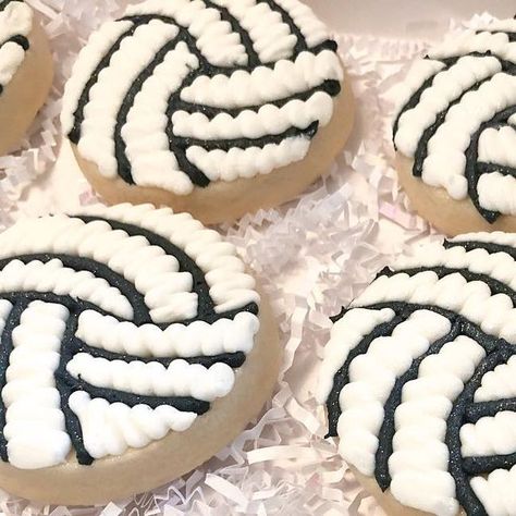 Volleyball Desserts, Cheer Sugar Cookies, Volleyball Bake Sale, Volleyball Decorated Cookies, Volleyball Birthday Cookies, Volleyball Royal Icing Cookies, Volleyball Cupcakes, Volleyball Cookies, Sugar Cookie Buttercream Frosting