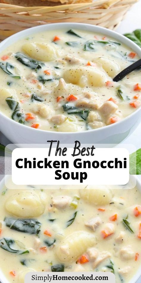 Chicken Nochi Soup, Best Chicken Gnocchi Soup, Olive Garden Chicken Gnocchi Soup Recipe, Creamy Chicken Gnocchi Soup, Creamy Chicken Gnocchi, Chicken Gnocchi Soup Recipe, Olive Garden Chicken Gnocchi, Gnocchi Recipes Soup, Gnocchi Dishes