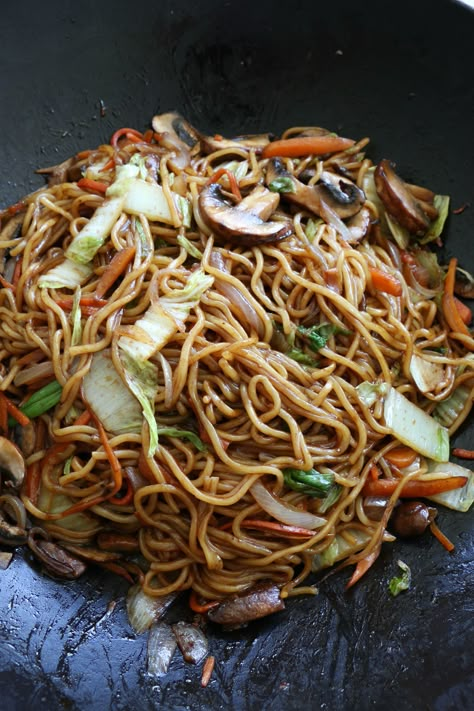 Vegetable Lo Mein with Cabbage and Mushrooms. Veggie Lo Mein is one of our favorite things to make. This version calls for some specific ingredients and a visit to the Asian market. If you've made my Beef with Broccoli, you probably have everything you need at home. I hope you try this recipe. Lo Mein With Cabbage, Cold Healthy Pasta, Pasta Recipes Cold, Tired Of Begging, Cabbage And Mushrooms, Beef Lo Mein Recipe, Veggie Lo Mein, Beef Noodle Stir Fry, Pasta Recipes For Kids