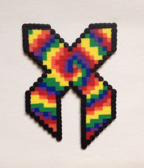 Tie dye Excision Perler Handmade pattern made by Kelly Stevens @ Etsy.com/shop/plurfectkreations Excision Perler Pattern, Kandi Templates, Excision Perler, Perler Necklaces, Bass Canyon, Rave Candy, Rave Bae, Lost Lands, Melty Bead Patterns