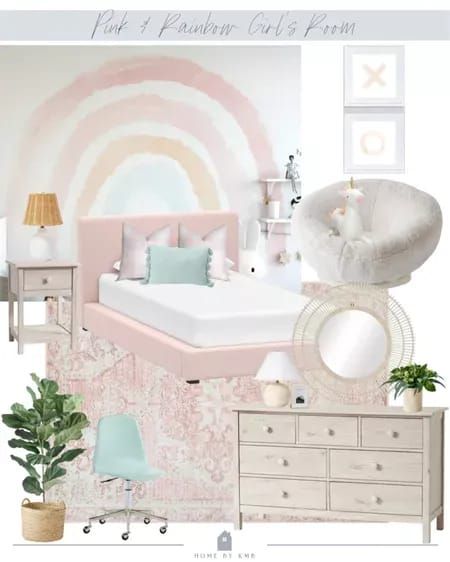 Pink and rainbow girl’s room design #LTKkids #LTKhome Pink And Purple Toddler Room, Pink Rainbow Room, Pink Room With Rainbow, Girl Rainbow Room, Unicorn And Rainbow Bedroom, Purple Rainbow Toddler Room, Pillowfort Target Kids Rooms Rainbow, Light Pink Girls Room Rainbow, Pink And Purple Room