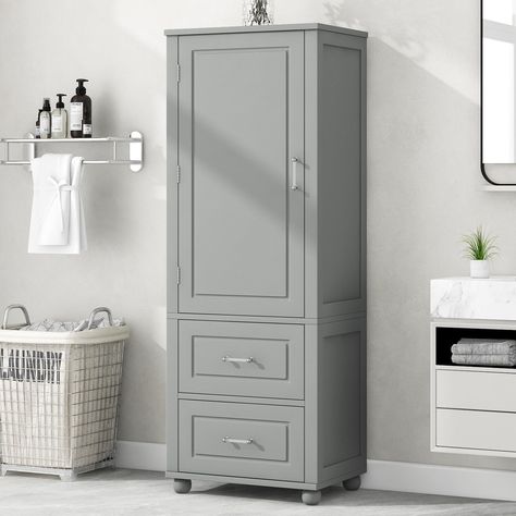 PRICES MAY VARY. ✅𝐌𝐨𝐝𝐞𝐫𝐧 𝐌𝐢𝐧𝐢𝐦𝐚𝐥𝐢𝐬𝐭: This tall bathroom storage cabinet with drawers is a masterpiece of craftsmanship, showcasing contemporary aesthetics. Its clean lines and stylish grooved patterns on the drawers and cabinet doors add a touch of sophistication to your bathroom decor. This stand-alone cabinet features classic acrylic handles and four round solid wood turned legs, exuding an elegant and tidy ambiance that seamlessly complements any home decor style. ✅𝐒𝐩𝐚𝐜𝐢? Bathroom Storage Cabinet Freestanding, Bathroom Pantry, Tall Bathroom Storage Cabinet, Tall Bathroom Storage, Freestanding Storage Cabinet, Acrylic Bar, Bathroom Tall Cabinet, Tall Bathroom, Freestanding Storage