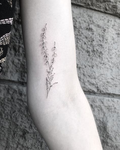 Äriel Niräkära on Instagram: “Some tiny Heather Sprigs today! Thanks Katelyn 🙏🏼” Heather Plant Drawing, Indigo Tattoo Flower, Bell Heather Tattoo, Sprig Of Heather Tattoo, Heather Plant Tattoo, Heather Tattoo Flower, Heather Flower Tattoo, Heather Tattoo, Delicate Flower Tattoo