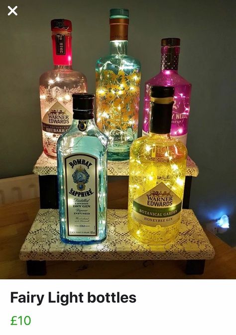 Bottle Lights, Rhubarb, Bottle Crafts, Fairy Lights, Botanical Gardens, Whiskey Bottle, Vodka Bottle, Gin, Vodka