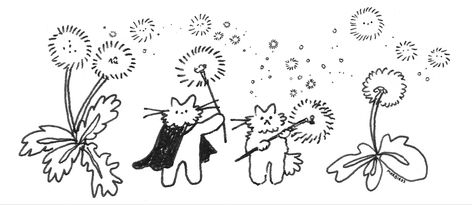 Fluffy Cat Doodle, Dandelion Character Design, Dandelion Art Drawing, Fluffy Cat Illustration, Dandelions Drawings, Dandelion Aesthetic Art, Dandelion Flower Drawing, Dandelion Drawings, Dandelion Cartoon