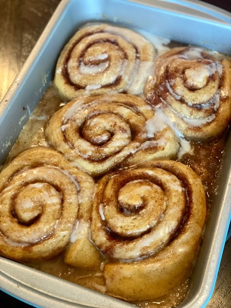 Ingredients • 1 can Grand’s cinnamon rolls (5 count)• 1 pint heavy cream• 1 stick butter• 1/2 - 3/4 cup brown sugar• 1 1/2 teaspoons cinnamonDirectionsPreheat oven to 350 degrees. Spray a 9x13 with cooking spray. Place cinnamon rolls in pan, spacing evenly. Pour cream to come up half the height of the cinnamon rolls. I Poet Gooey Cinnamon Rolls, Cinnamon Rolls With Coffee Creamer, Crockpot Cinnamon Rolls With Apples, Cinnamon Rolls Pillsbury Ideas, Pillsbury Cinnamon Rolls Ideas, Canned Cinnamon Roll Ideas, Cinnamon Rolls Tiktok, Cinnamon Rolls With Apples, Pillsbury Cinnamon Roll Recipes