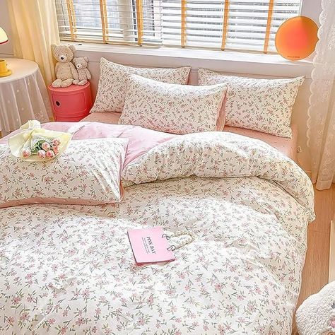 Amazon.com: Floral Girls Duvet Cover Full Size Cotton Pink Floral Duvet Cover Chic Garden Flower Bedding Sets Lightweight Soft Aesthetic Floral Comforter Cover 1 Full Duvet Cover with 2 Pillowcases, No Comforter : Home & Kitchen Bed With Quilt And Duvet, Pink Floral Sheets, White Floral Duvet Cover, Pink Floral Bedding, Bedding For Girls, Girls Duvet Covers, Flower Duvet Cover, Chic Garden, Floral Bedding Sets