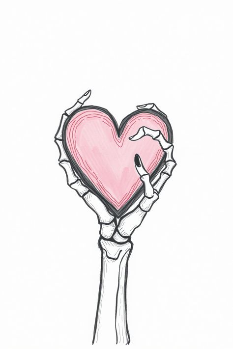 Check Out This Doodle Skeleton Hand Holding A Heart Drawing & 12+ Other Skeleton Hand Drawing Ideas! #drawing #drawinginspiration Step By Step Skeleton Drawing, Holding A Heart Drawing, Hand Holding Basketball, Skeleton Hand Poses, A Heart Drawing, Hand Holding A Heart, Peace Sign Drawing, Skeleton Hand Drawing, Bones Drawing