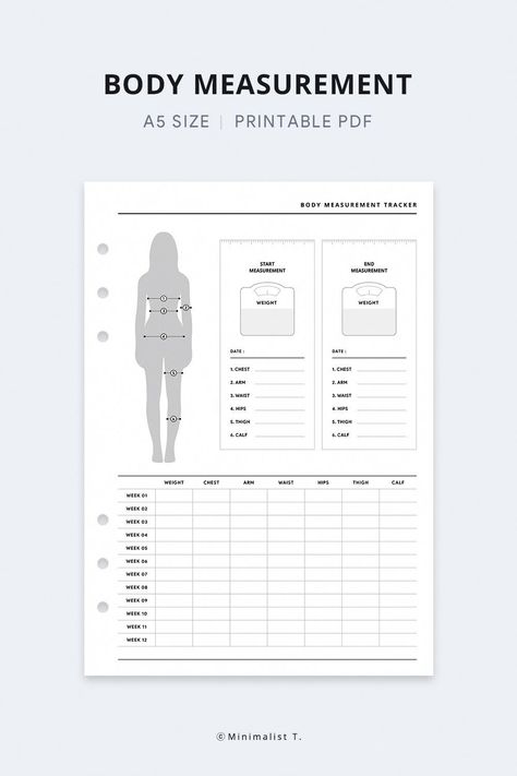 Body Mesurment Tracking, Inches Lost Tracker, Sport Planner, Body Measurements Tracker, Body Tracker, Body Journal, Planning Sport, Fitness Binder, Body Progress