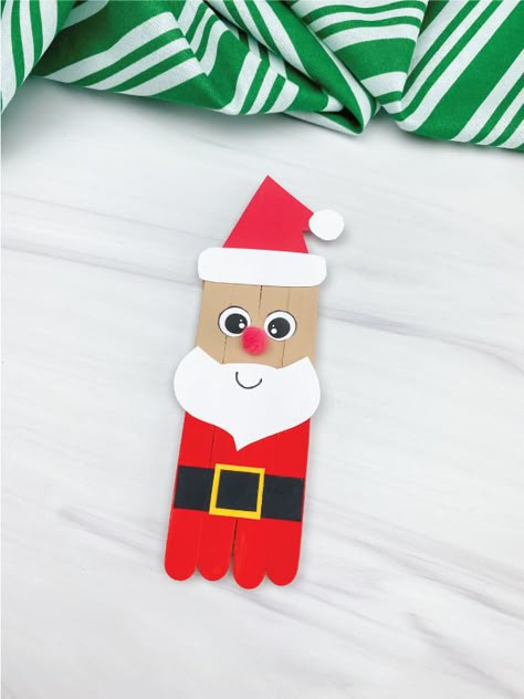 Use popsicle sticks to create your very own DIY Popsicle Stick Santa craft. It's an easy Christmas tutorial for kids! It comes with a free template, too. Popsicle Stick Rainbow, Christmas Crafts Simple, Stick Fairy, Santa Activity, Popsicle Craft, Santa Claus Crafts, Stick Christmas Tree, Santa Template, Kids Craft Supplies