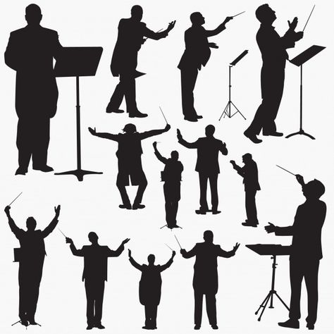 Conductor Pose, Music Conductor, Music Silhouette, Music Designs, Man Silhouette, Choir Director, Band Director, About Music, Music Man