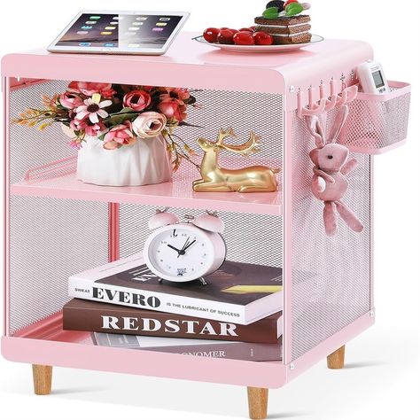 Storage For Living Room, Narrow Sofa Table, Nightstand Table, Vintage Bedside Table, End Table With Storage, Small Bedside Table, Bedside Night Stands, Girl’s Room, Table Metal