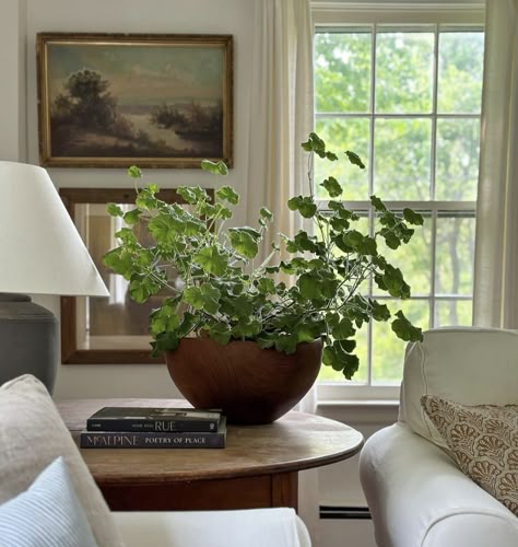 English Cottage Interiors, Potted Geraniums, Simple Cottage, French Country Living Room, English Country Style, English Cottage Style, Vintage Dining Room, Cottage Kitchens, Traditional Living Room