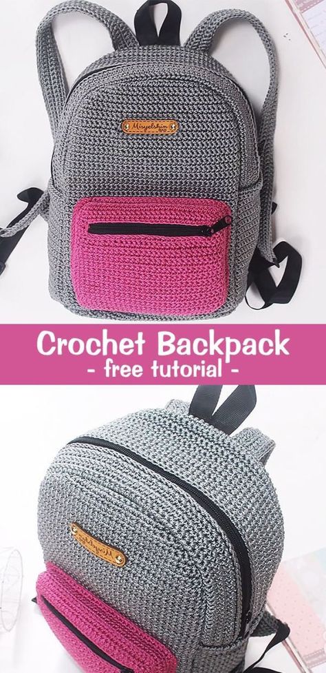 20+ Creative DIY Backpack Ideas & Projects (With Tutorials) For 2020 Smart Backpack, Crochet Backpack Pattern, Mochila Crochet, Backpack For School, Confection Au Crochet, Crochet Backpack, Crochet Bag Tutorials, Crochet Braid Styles, Backpack Free