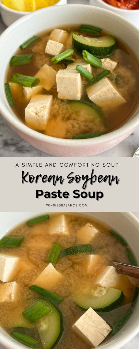 Korean Potato Soup, Quick Korean Recipes, Korean Soybean Soup, Korean Soup Recipes Simple, Korean Tofu Soup Easy, Korean Tofu Soup Recipe, Soy Bean Paste Soup Korean, Bean Paste Stew Korean, Soybean Stew Korean