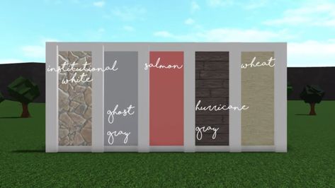 From Nixilia Beach House Colors Interior Walls, Roblox Bloxburg Codes, Bloxburg Colors, Bloxburg Color Schemes, House Color Ideas, House Color Schemes Interior, Bloxburg Inspiration, Bloxburg Interior, Garage Door Colors