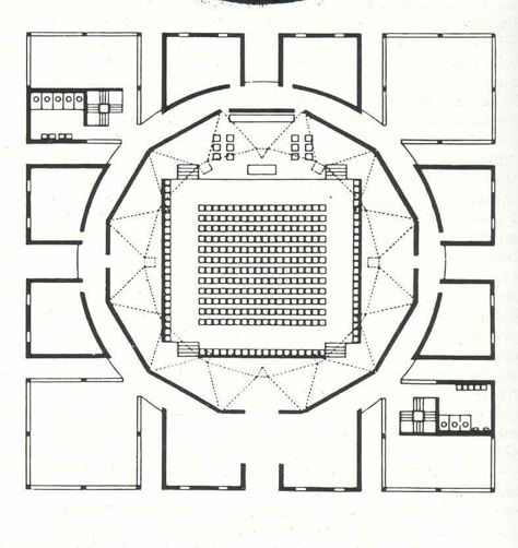 Church rochester, 1959_69_ first version, louis kahn Louis Kahn Floor Plan, Louis Kahn Plan, Louis Kahn, Amazing Gymnastics, Architecture Building, Floor Plan, Gymnastics, Arch, Floor Plans