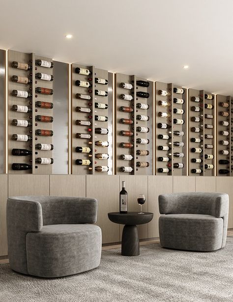 feat4 Wine Cabinet Design, Wine Cellar Wall, Wine Lounge, Contemporary Wine Cellar, Wine Room Design, Home Bar Areas, Wine Cellar Design, Bar Interior Design, Cellar Design