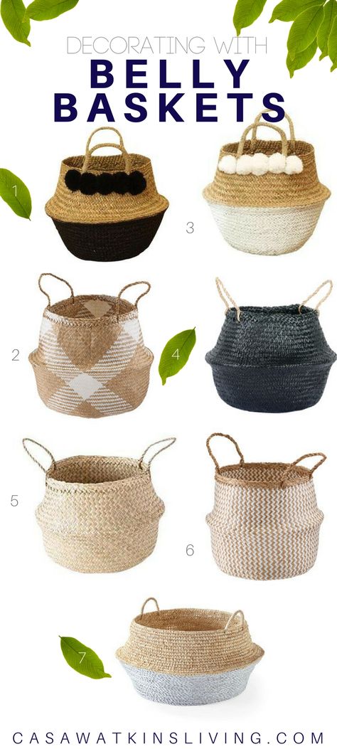 Get The Global Look: Belly Baskets - Casa Watkins Living Cheap Glass Vases, Baskets Ideas, Spring Living Room, Are Ideas, To Be In Love, Belly Basket, Living Room Plants, Ideas For Decorating, Studio Diy