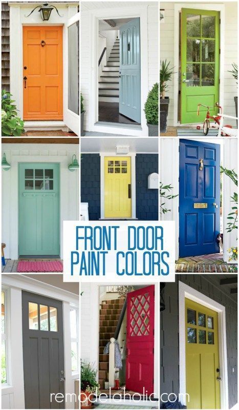 A fun project for a day at home. 50 Beautiful Doors + Front Door Paint Colors #door #paint  #remodelaholic Fun Front Door Colors, Bright Front Doors, Front Door Paint, Porch Inspiration, Exterior Door Colors, Green Front Doors, Front Door Makeover, Door Paint, Front Door Paint Colors