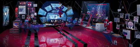 SPIDER-MAN: INTO THE SPIDER-VERSE Concept Art Features The Spider-Lair, Spider-Ham, The Multiverse, And More Spiderman Concept Art, Spider Man Into The Spider Verse, Into The Spider Verse, Moody Art, Spiderman Spider, Color Script, Marvel Characters Art, Teenage Ninja Turtles, Verse Art