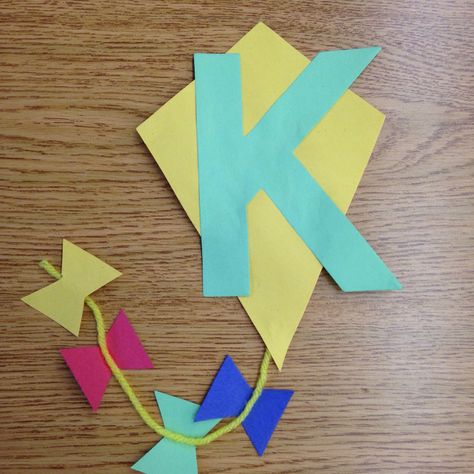 K is for kite K For Kite Preschool, Kite Craft For Preschool, K For Kite Craft, K Is For Kite Craft, Kite Art And Craft For Preschool, Letter K Crafts For Preschoolers Ideas, Letter K Art Preschool, Preschool Letter K Activities, K Activities For Preschoolers