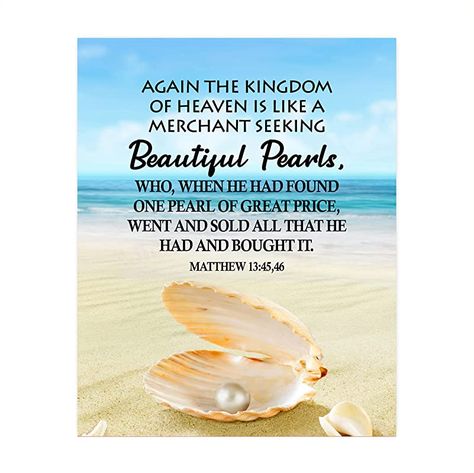 Pearl Bible Verse, Matthew 13, Heaven Pictures, Banquet Ideas, Christian Images, Mountain Photos, Scripture Print, Kingdom Of Heaven, Bible Verse Wall