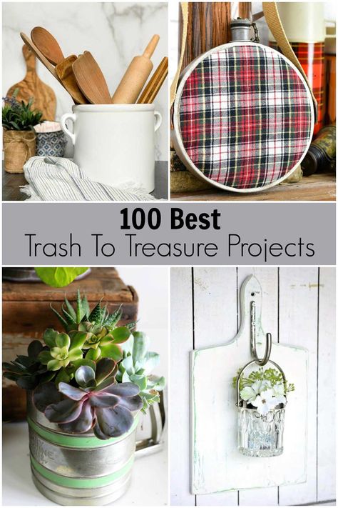 Trash To Treasure Ideas Upcycling Diy, Thrift Flip Decor, Trash To Treasure Ideas, Porch Pots, Thrift Store Upcycle, Diy Recycled Projects, Thrift Store Makeover, Thrift Store Diy, Thrift Store Decor