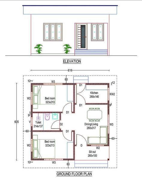 100 Square Feet House Plan, 650 Sq Ft House Plans 1 Bedroom, 400 Sq Ft House Plans 2 Bedroom, 650 Sq Ft House Plans 2 Bedroom, 2 Bedroom House Plans Modern, Kerala Style House Plan, 650 Sq Ft House Plans, Layout Design Architecture House Plans, Simple 2 Bedroom House Plans