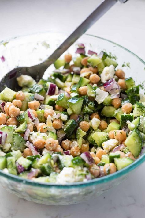 Cucumber Chickpea Salad with Feta Chickpea Cucumber Feta Salad Wrap, Lemony Chickpea Salad, Feta Cucumber Pasta Salad, Chickpea Feta Cucumber Salad, Chickpea And Cucumber Salad, Cucumber And Chickpea Salad, Chopped Cucumber Salad, Chickpea Cucumber Salad, Chickpea Cucumber Feta Salad